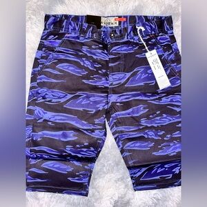 Kayden K Marine Blue Camouflage Pocket Shorts Sizes 34 Slim or 38 Slim - NWT